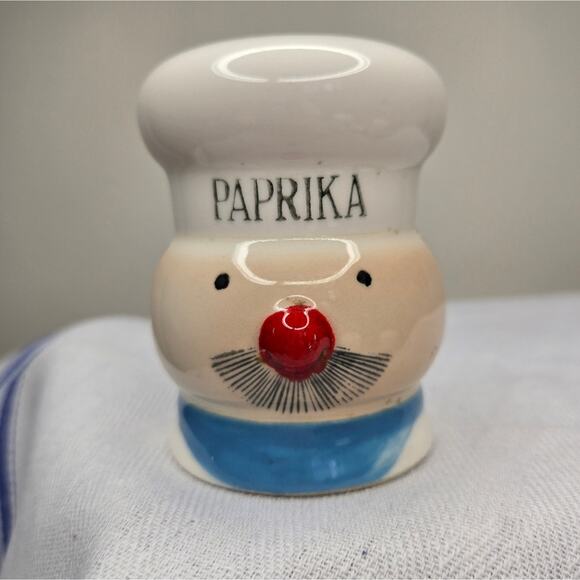 Ceramic Chef Head Spice Shakers Set - Allspice Cinnamon Paprika - Picture 6 of 7